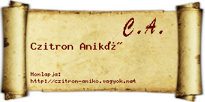 Czitron Anikó névjegykártya